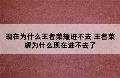 现在为什么王者荣耀进不去 王者荣耀为什么现在进不去了